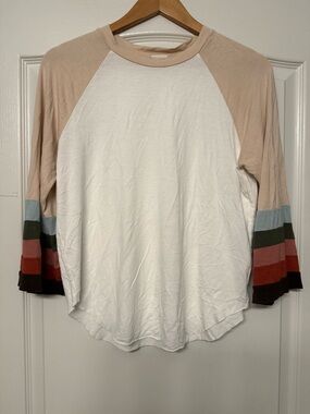 Alter’d State Boho Colorblock Raglan Top Medium Soft Flowy Casual Boho Neutral